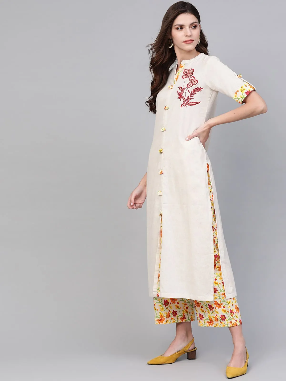 Embroidered Kurta With Palazzo