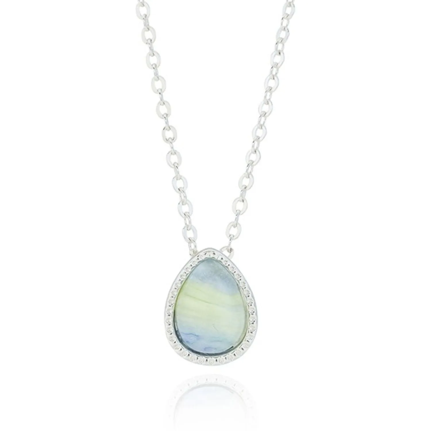 Equilibrium Silver Plated Blue Candy Teardrop Necklace