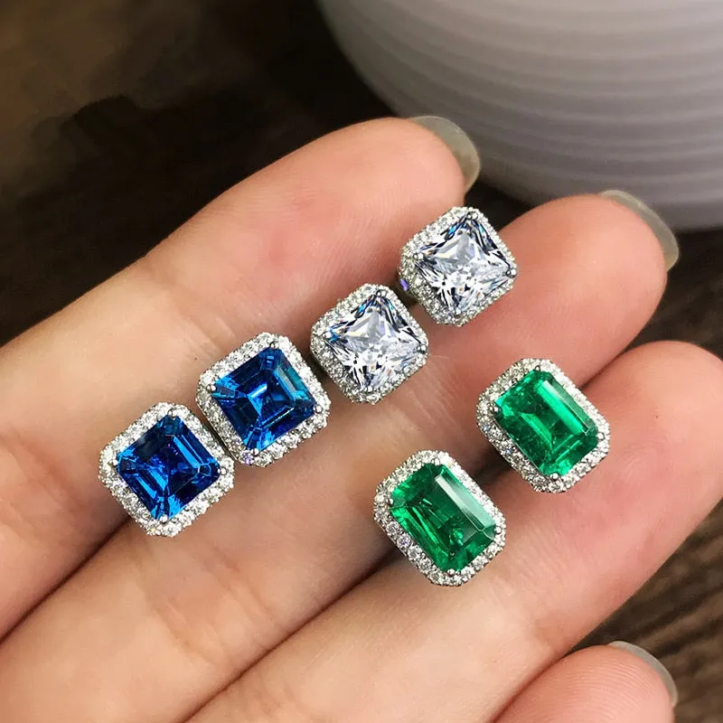 Fashion Jewelry Elegant Green Cubic Zirconia Stud Earrings for Women