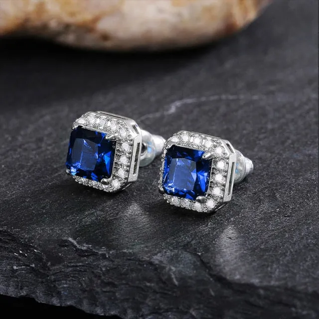 Fashion Jewelry Elegant Green Cubic Zirconia Stud Earrings for Women