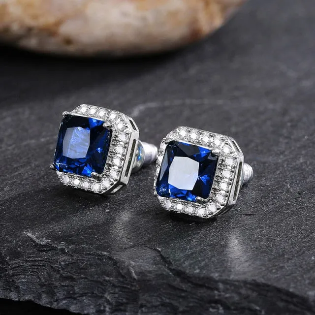 Fashion Jewelry Elegant Green Cubic Zirconia Stud Earrings for Women