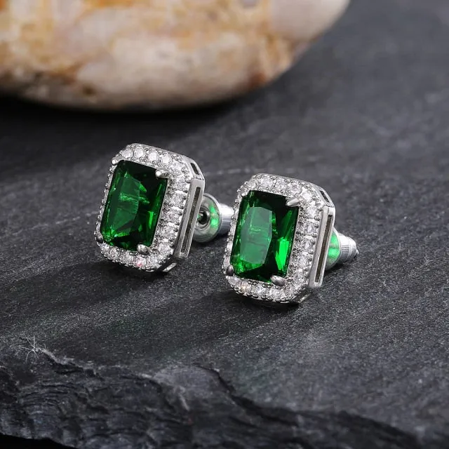 Fashion Jewelry Elegant Green Cubic Zirconia Stud Earrings for Women