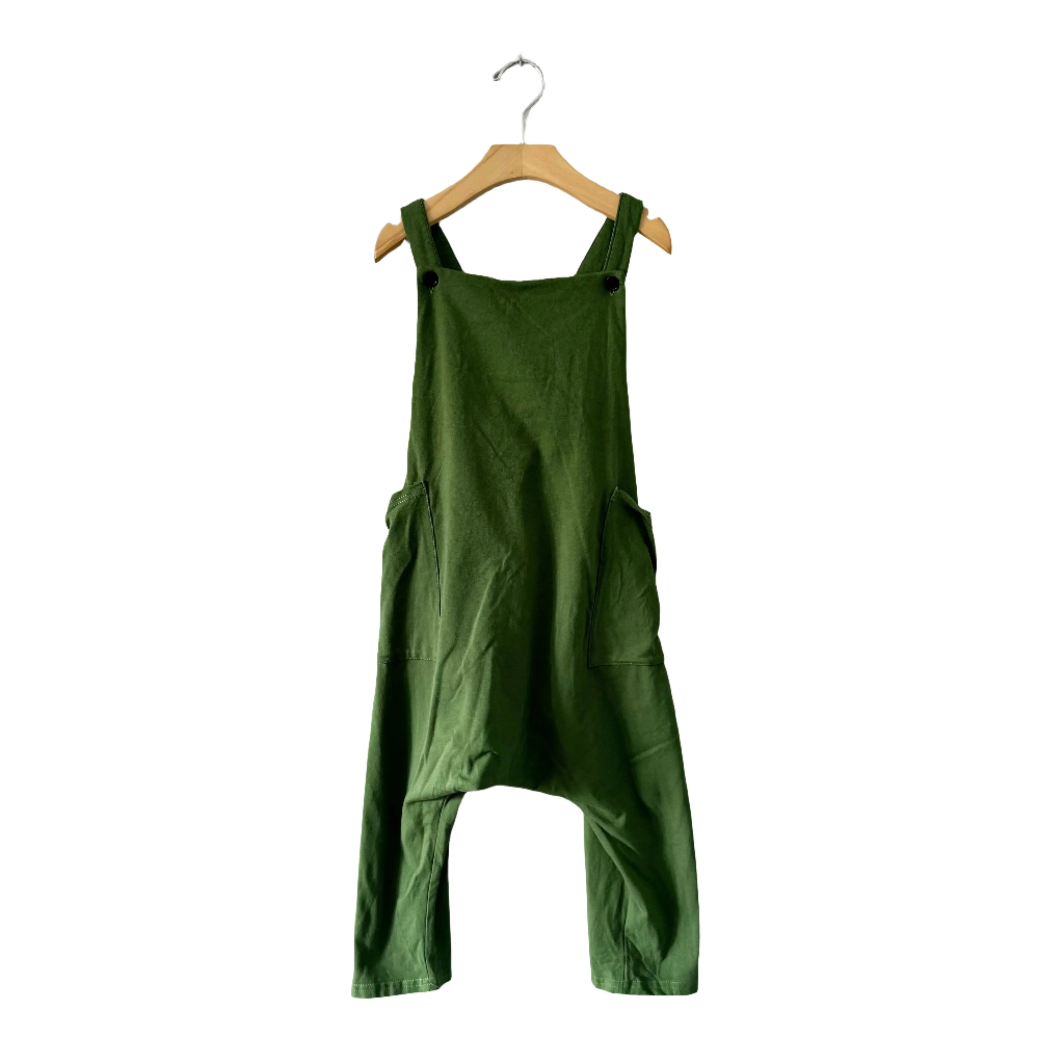 Feral & Free / Green cotton overalls / 5-6Y