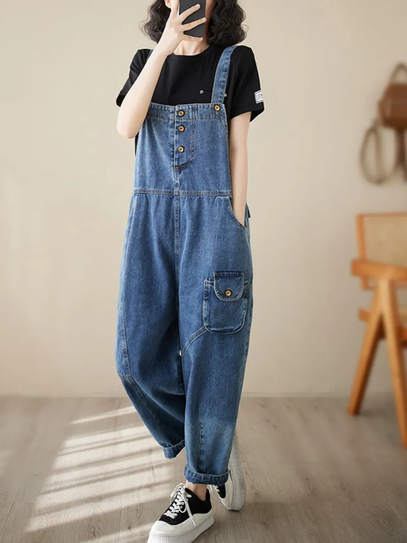 Follow Your Heart Women's Denim High Waist Overall Dungarees