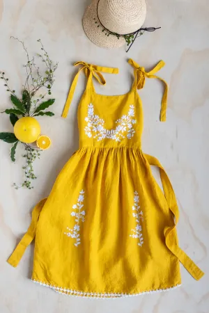 Frida Dress Wheat with Embroidery and Crochet