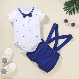 Gentleman'S Baby Short-Sleeved One-Piece Two-Piece Suit