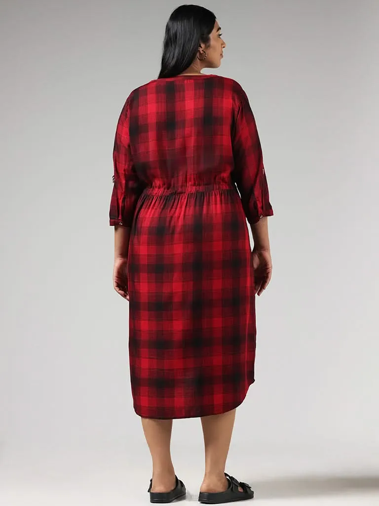 Gia Red Checked High-Low Dress