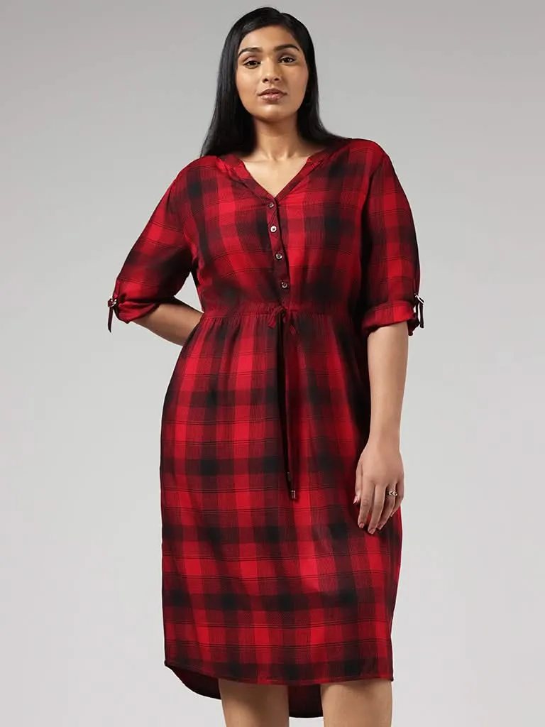 Gia Red Checked High-Low Dress