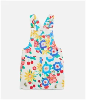 Girl's Cotton Periwinkle Kids Pinafore - Cream