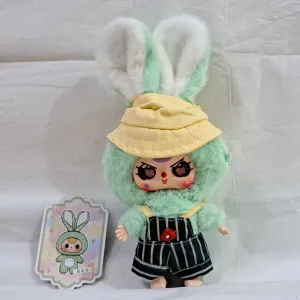 Green with Overalls - Macaron Cute Bunny Plush Pendant - Baby Three