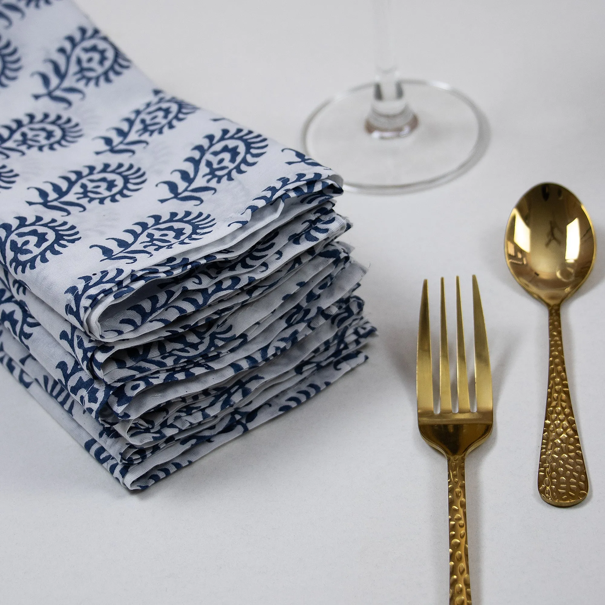 Hand Block Flower Cotton Printed Napkins