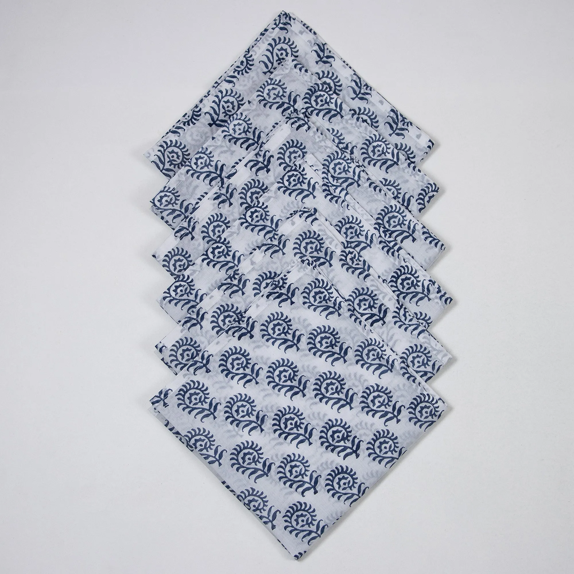 Hand Block Flower Cotton Printed Napkins