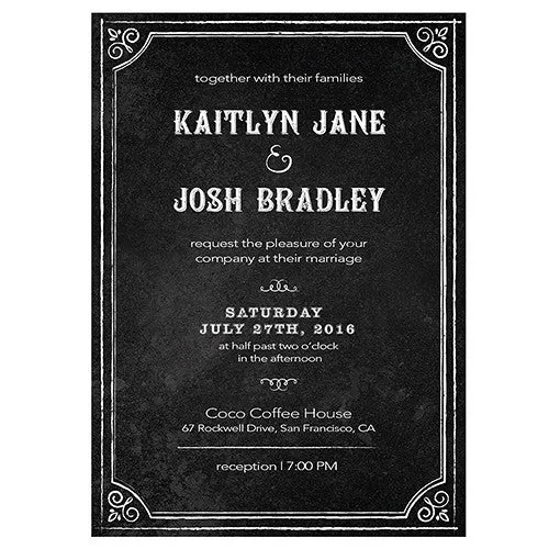 Invitation with Chalkboard Print Design Lavender