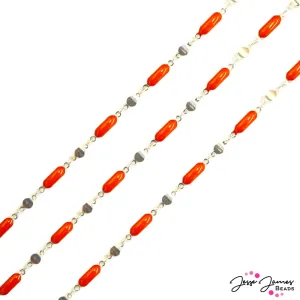 JJB Enamel Link Chain in Red Orange