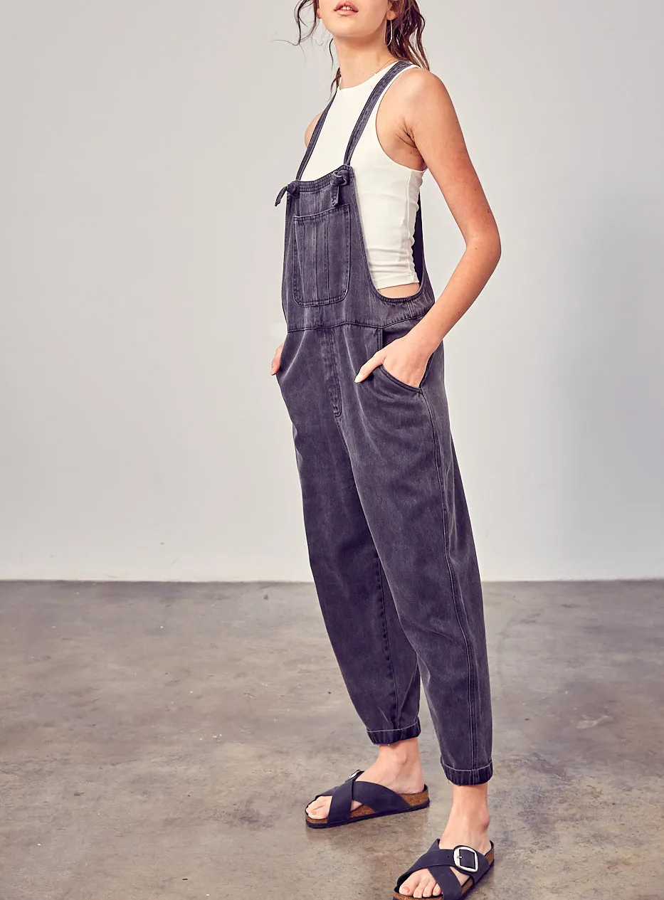 Josie Overalls in Washed Black