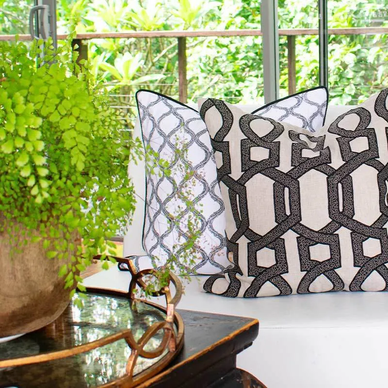 Lace Screen Black Lounge Cushion 55 x 55cm