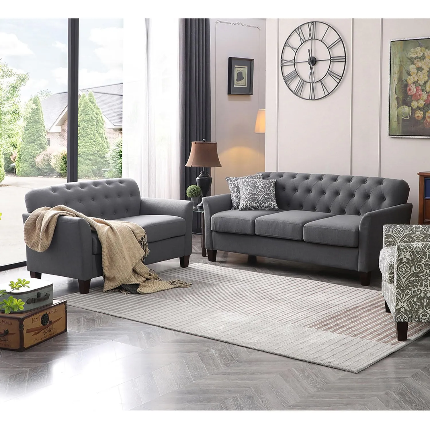 Liana 5 Seater Fabric Sofa Set for Living Room, Bedroom, Office Furniture - (3 2 Seater)