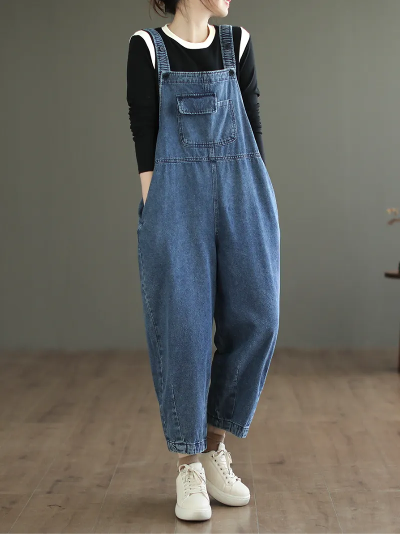 Liberty womens Washed Denim High Waist Bib Overalls