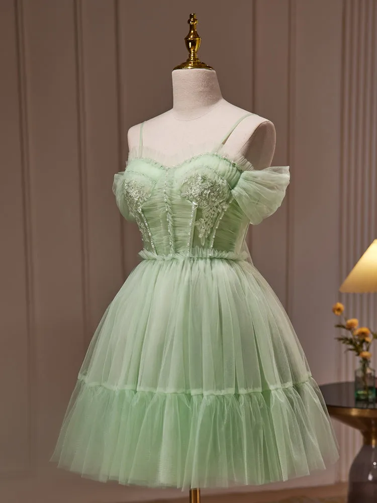 Light Green Tulle Short Party Dress Graduation Dress, Cute Short Formal Dress