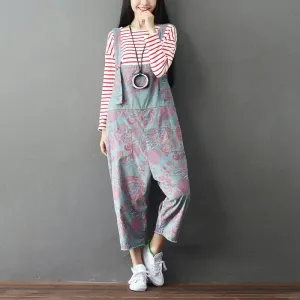 Loose Floral Grey Overall