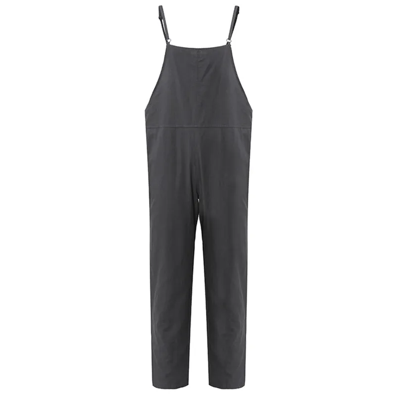 M-5XL Casual Women Side Button Strap Overalls