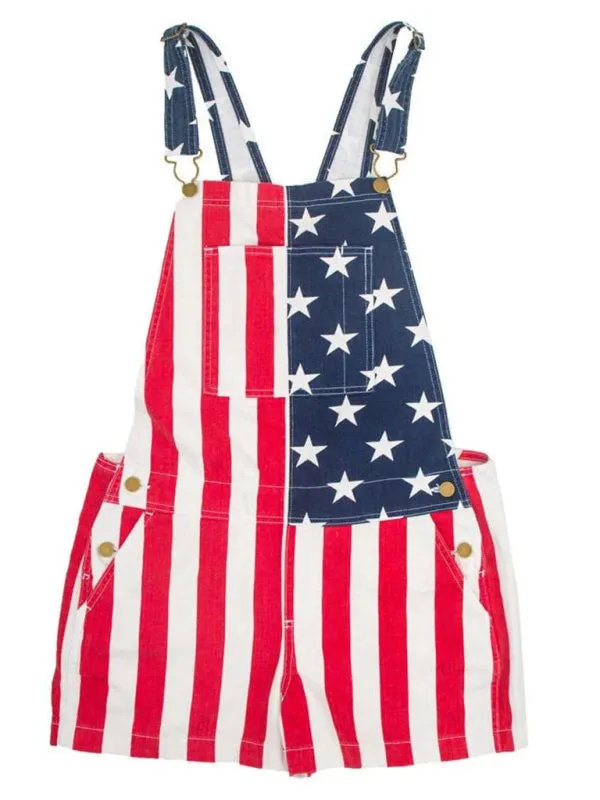 Men's Independence Day Flag Print Couple Overalls