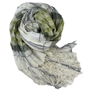 Mens Scarf - White Tree Green Grey - Unisex Scarf