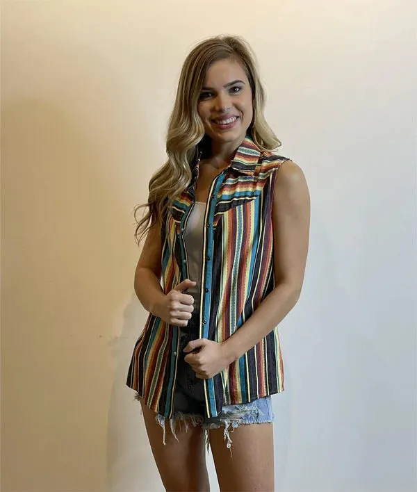 Miley Serape Southwest Sleeveless Button Up