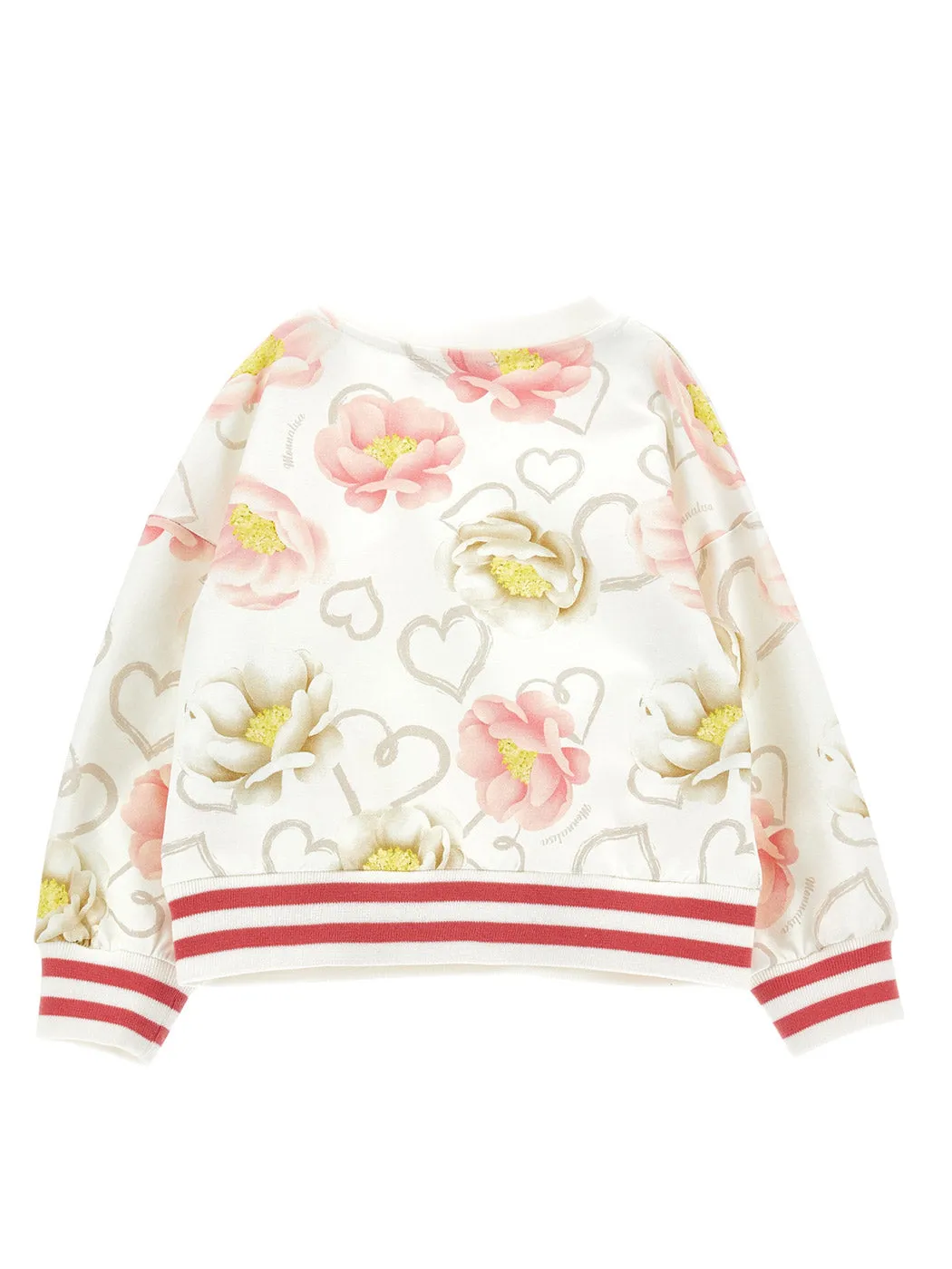 MONNALISA Ecru Anemone print sweatshirt for girls-19B601