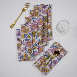 Multicolor Floral Printed 100% Cotton Cloth Napkins