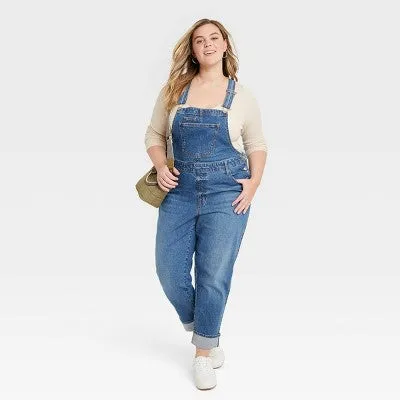 New - Universal Thread Women's Denim Overalls Sleeveless Skinny Leg Jumpsuits