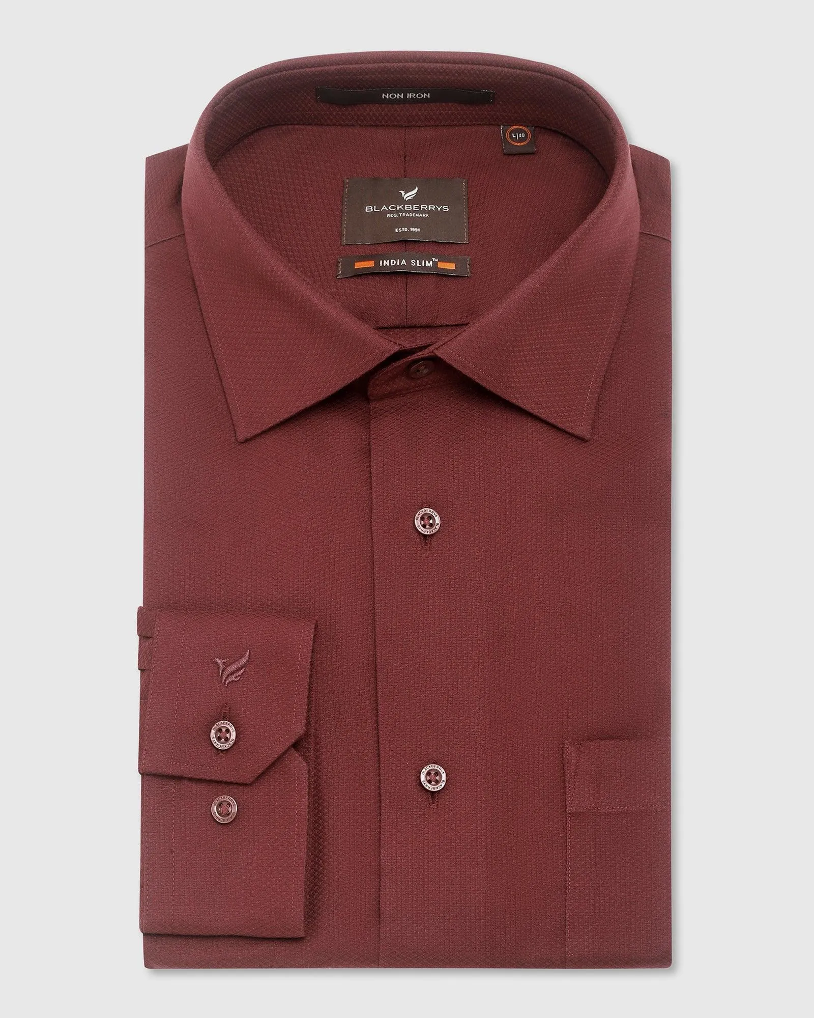 Non Iron Formal Red Textured Shirt - Dofon