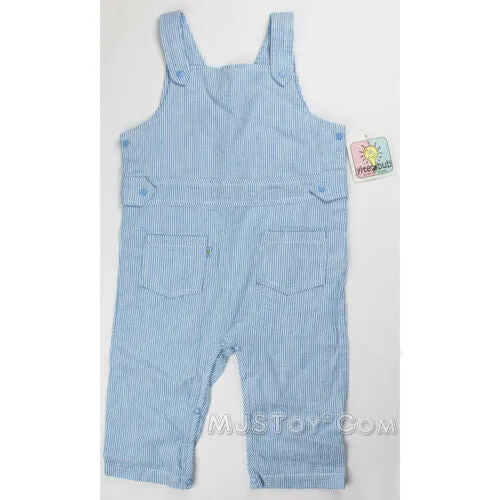 NWT Yite Bub by MOM Designs 100% Cotton Baby Boy Overall Blue 2 Front Pockets