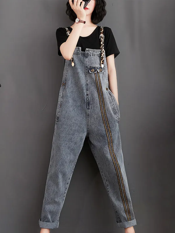 Original Leopard Elasticity Denim Overalls