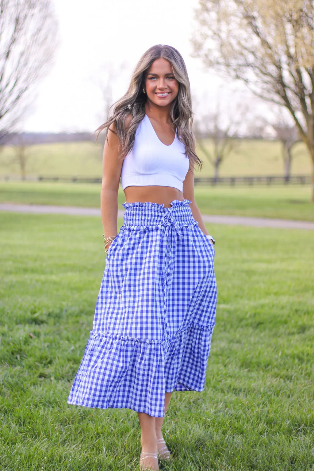 Perfect Day Long Gingham Skirt