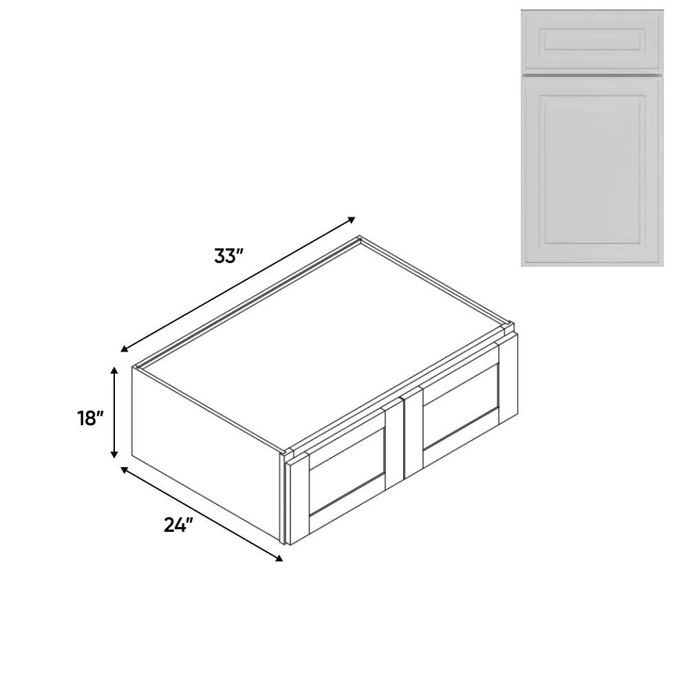 RTA - Elegant Shaker White - Wall High Cabinets with 2 Door - 33"W x 18"H x 24"D