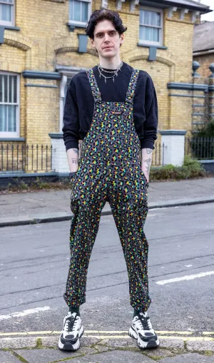 Run & Fly - Grey Rainbow Leopard Stretch Twill Dungarees