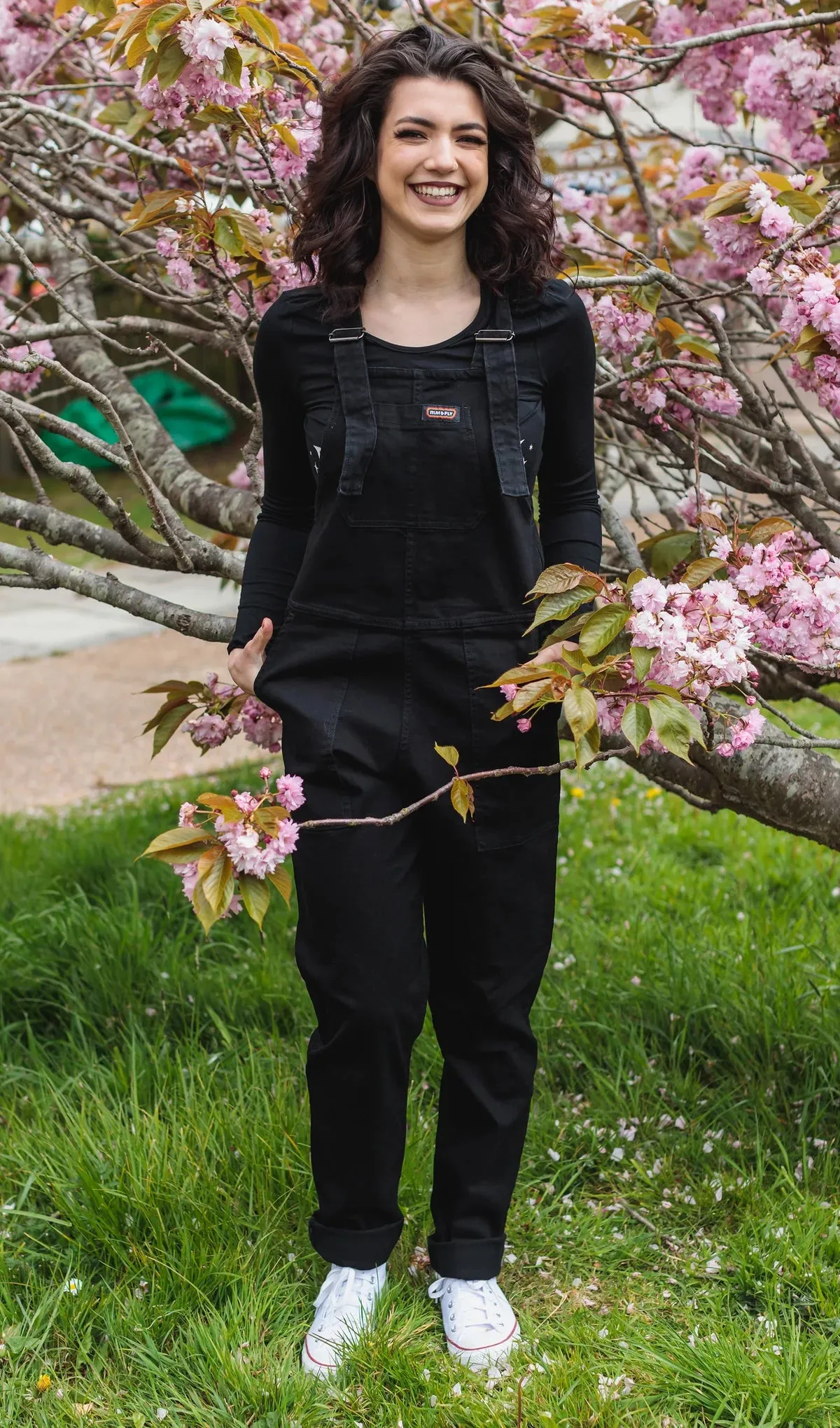 Run And Fly Black Stretch Denim Dungarees