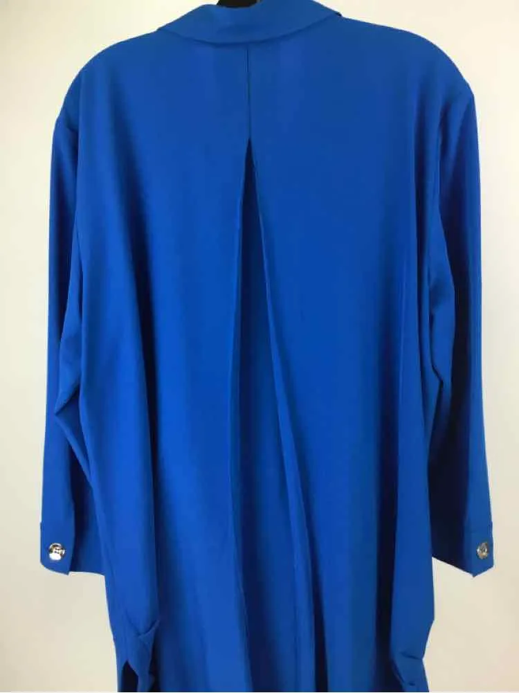 Samuel Dong Size XL Bright Blue button front Blouse