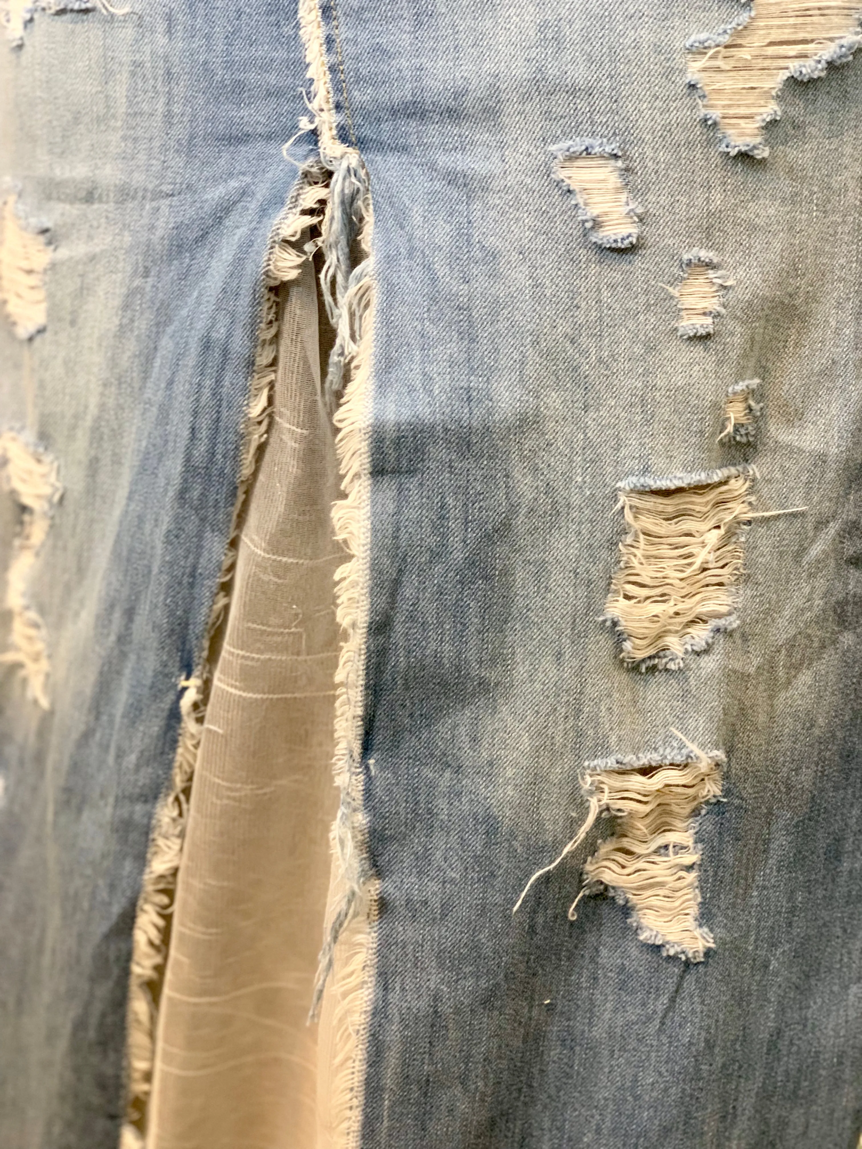 Shredded Denim Skirt