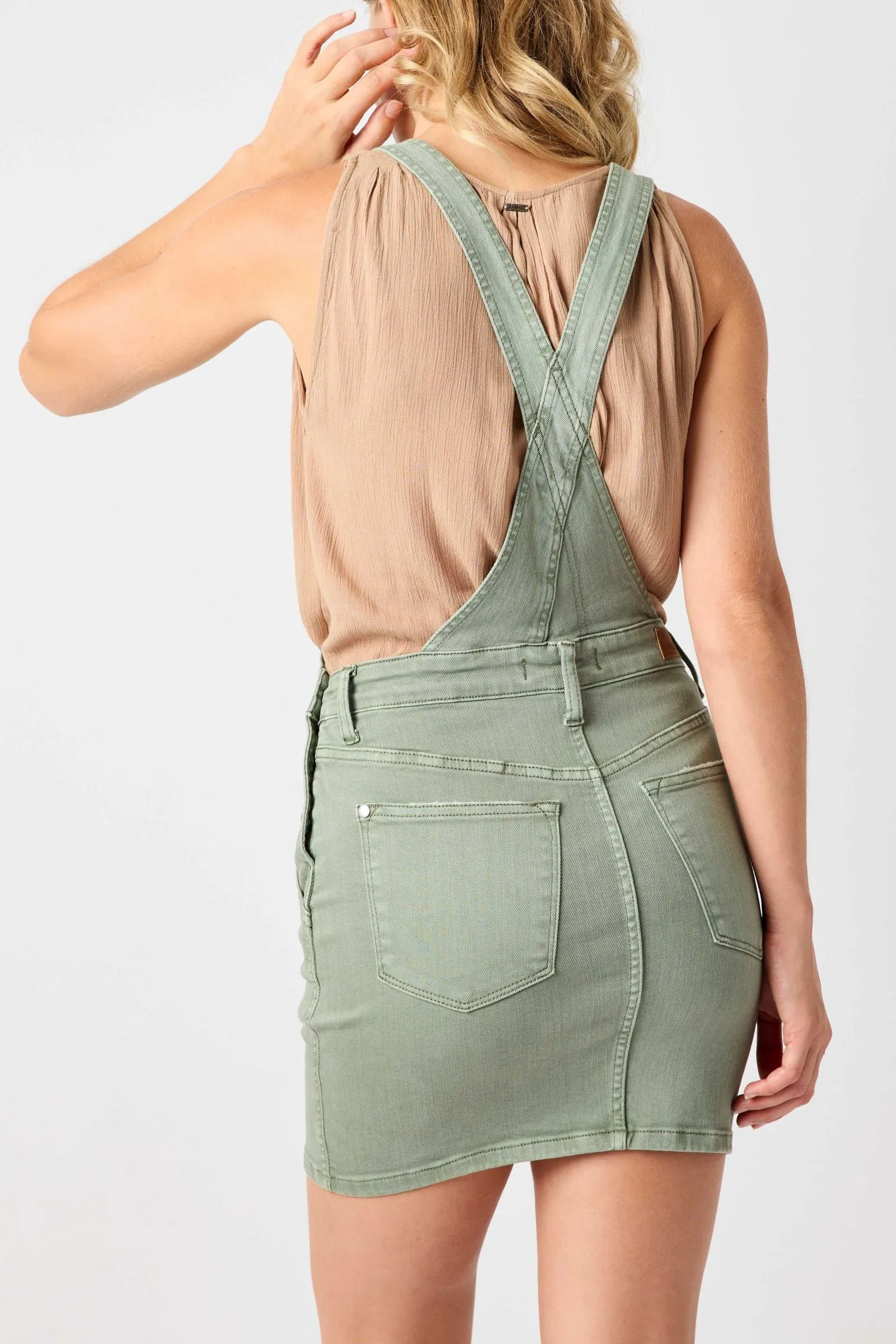 Sienna Judy Blue Skirt Overalls (Sage)