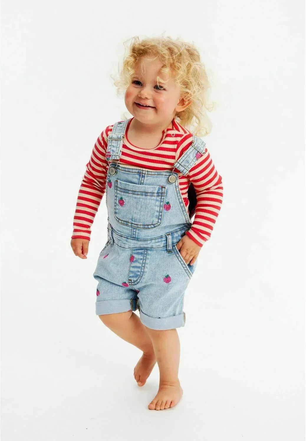 The Jayla Raspberry Denim Shortalls - BABY