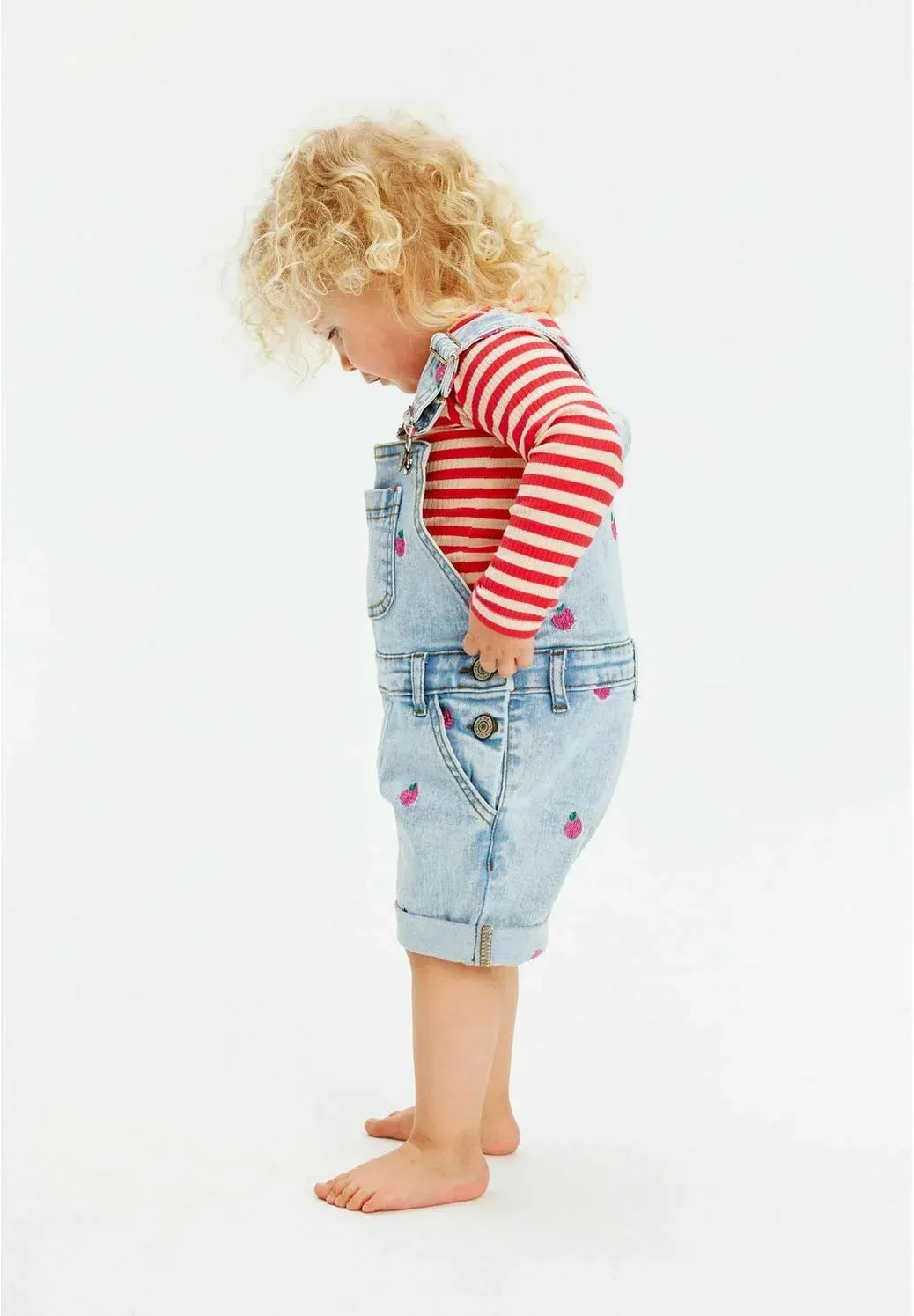 The Jayla Raspberry Denim Shortalls - BABY