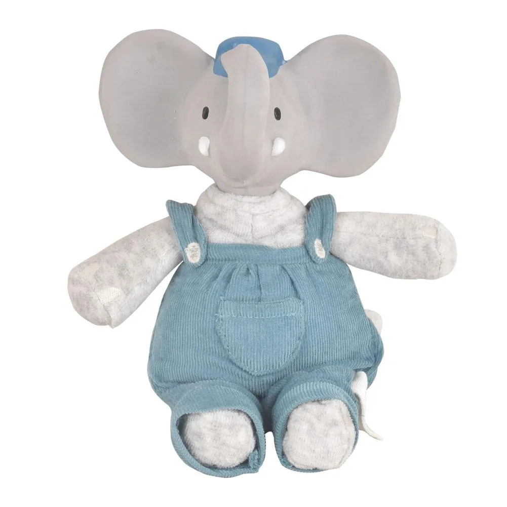 Tikiri Mini Plush Toy with Natural Rubber Head - Alvin the Elephant (8 inch)