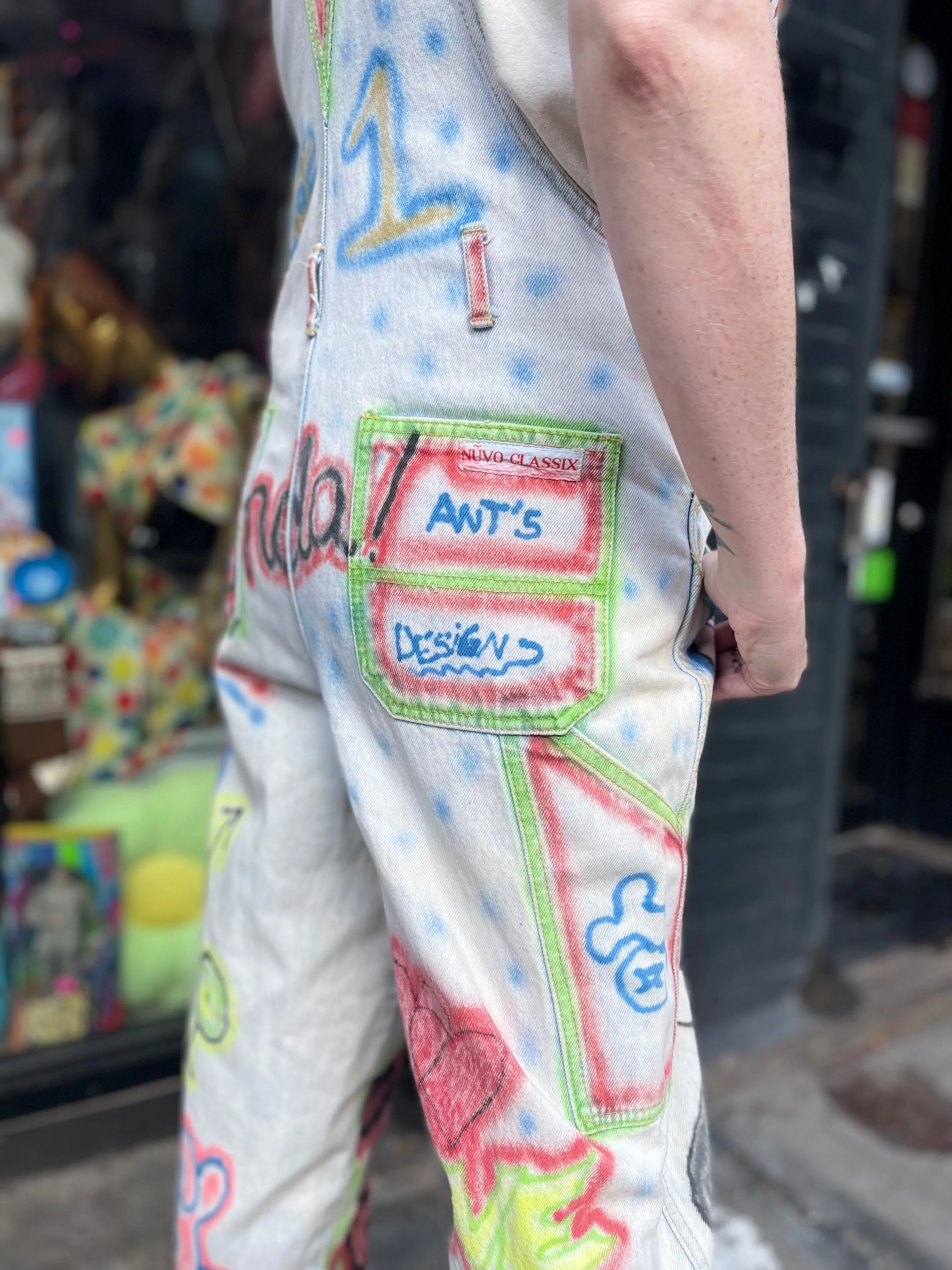 Vintage 90s Hand Illustrated Overalls