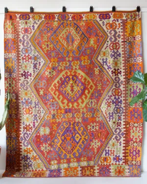 Vintage Kutahya Kilim Rug 6'7"x9'5"