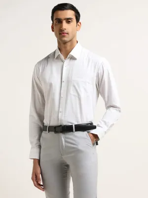 WES Formals White Checked Cotton Relaxed Fit Shirt