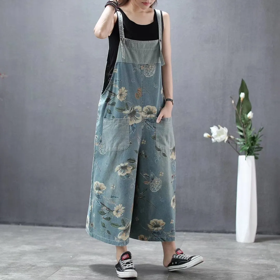 Wide Leg Loose Floral Overall