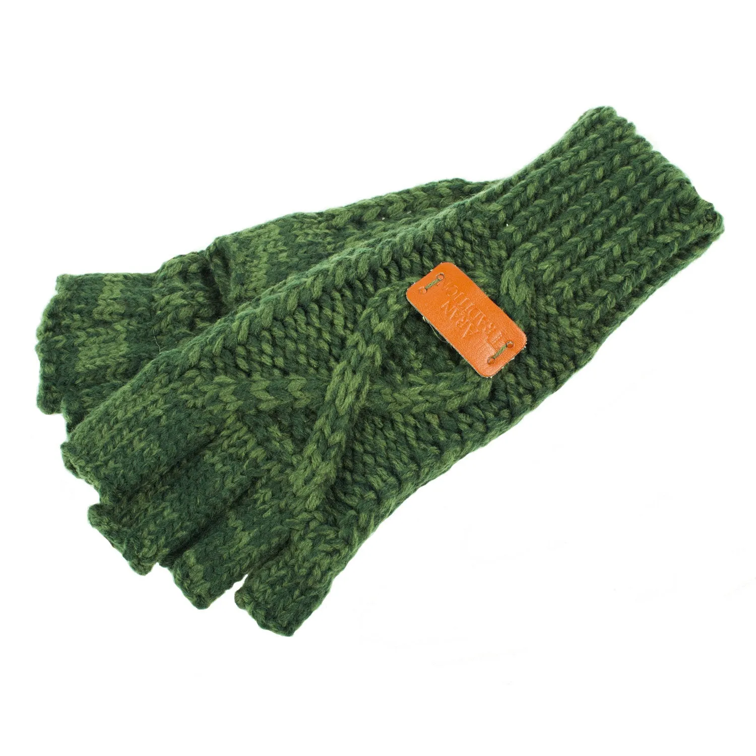 Women's Aran Traditions Cable Fingerles  Dark Green