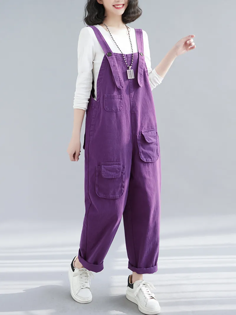 Women's Denim Thin Large Size Loose Harem Dungarees Overalls